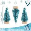 EVINIS 72 Pcs Mini Artificial Christmas Sisal Snow Trees with Wood Base, Blue-Green view 2