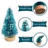 EVINIS 72 Pcs Mini Artificial Christmas Sisal Snow Trees with Wood Base, Blue-Green view 3
