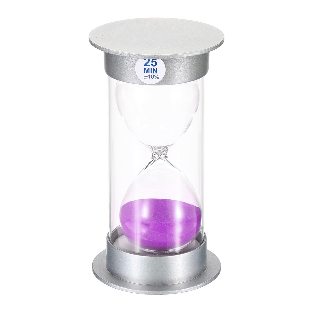 PATIKIL 25 Minute Sand Timer, Sandy Clock with Plastic Cover Count Down Sand Glass for Games, Kitchen, Party Favors DIY Decoration, Purple Sands