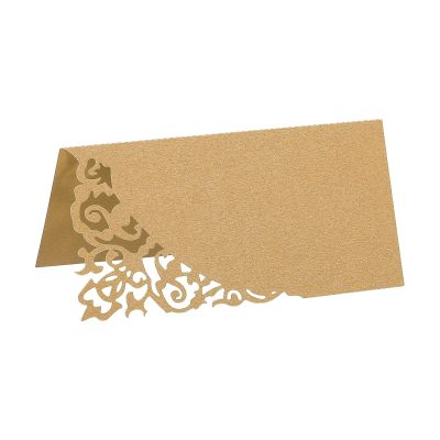 PATIKIL Table Name Place Cards,50Pcs 3.9 x 3.9inch Favor Decor Hollow Design Seat Blank Card for Wedding Party Seating Place Cards Yellow