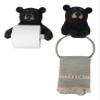 Ebros Gift Rustic Western Cozy Cabin Lodge Forest Black Bear Toilet Paper and Hand Towel Holder Set of 2 Whimsical Bears Figurines Bathroom Vanity Power Room Decor Accessories view 1