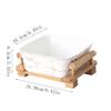ARZARF Serving Bowls Nordic Simple Marble Gold Pattern Fruit Square Ceramic Salad Dessert Bowl Fruit Plate with Creative Wooden Bracket Noodle Bowl (Color : A2pc, Size : Small) view 2
