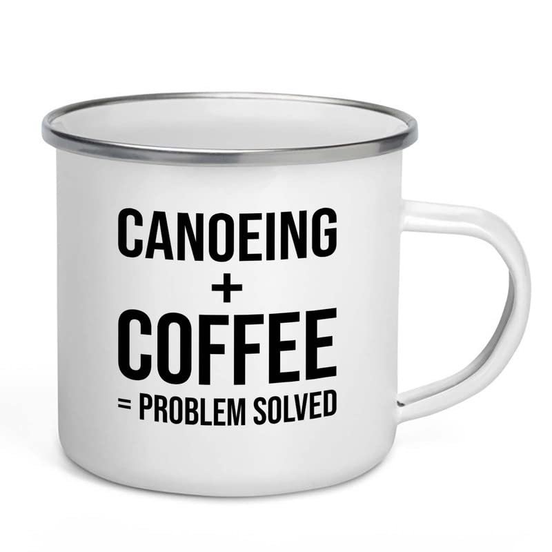 Adventure Camper Mug 12oz - Canoeing + Coffee - Lakehouse Canoe Backpacker Fisher Wooden Canoe Paddle Floats for Lakes Explorer