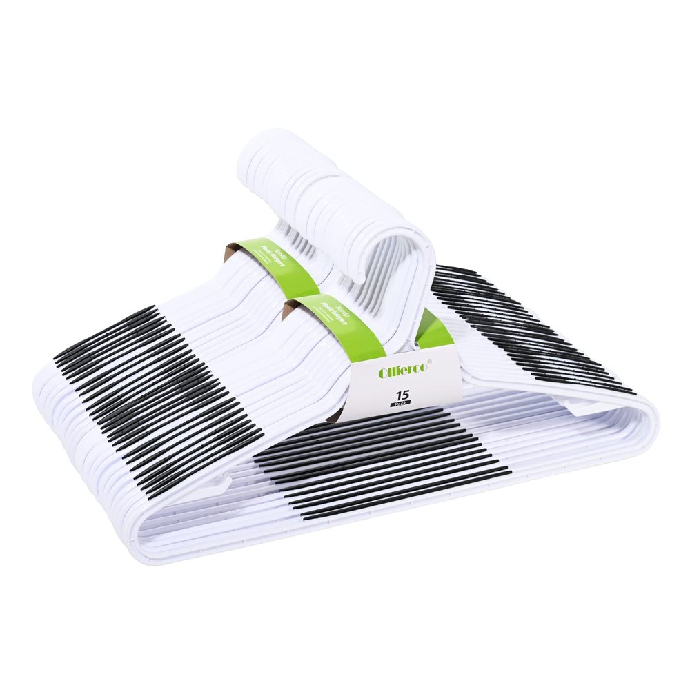 30 Pack Bendable Plastic Hangers Light-Weight Non-Slip Clothes/Suit Hangers(Black)