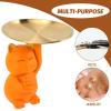 Cabilock Golden Orange Metal Cat Tray, Multi-Functional Decorative Home Decor, Key Holder, Desktop Adornment view 2