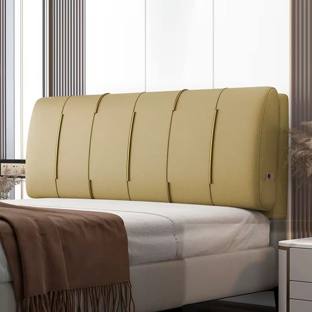 ZZYK Wedge Bolster Bedside Cushion Large Headboard Backrest Lumbar Support Pillow for Home Bedroom Couch Bed Bench Bed Double Queen Bed Pillow,Yellow,Straps 74.8"/190cm