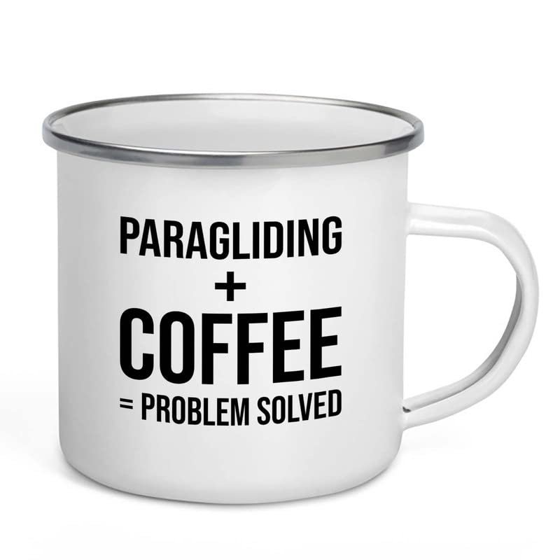 Adventure Camper Mug 12oz - Paragliding + Coffee - Hiking Woods Adventure Explorer Travel Outdoor Camping Mountaineering