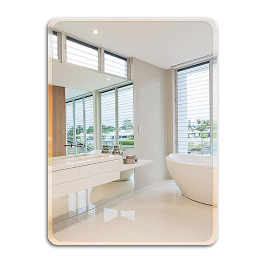 40x60cm Frameless Bathroom Mirror, Bevelled Modern Rectangle Wall Mounted Mirror with Polished Edge, Hangs Horizontal Or Vertical, with Wall Fixings (Size : 60x80cm/23.6x31.5in)