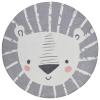 ABREEZE Large Round Kids Play Mat 5.3ft,Lion Nursery Rug Fluffy Faux Wool Kids Rug Soft Plush Non-Slip Childrens Carpet for Bedroom Living Room Playroom,Grey view 2