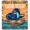 Licpact Dragon Funny Metal Tin Sign Dragon Reading, Book And Coffee Thats What I Do I Read Books,for Restaurant Bathroom Kitchen Living Room Home Art Wall Decor Plaque 16x12 Inch view 1