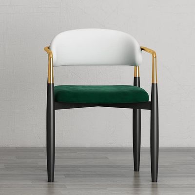 LITFAD Glam Metal Home Side Chair Open Back Dining Chair Modern Restaurant Chair Creative Makeup Chair - 1 Piece Green