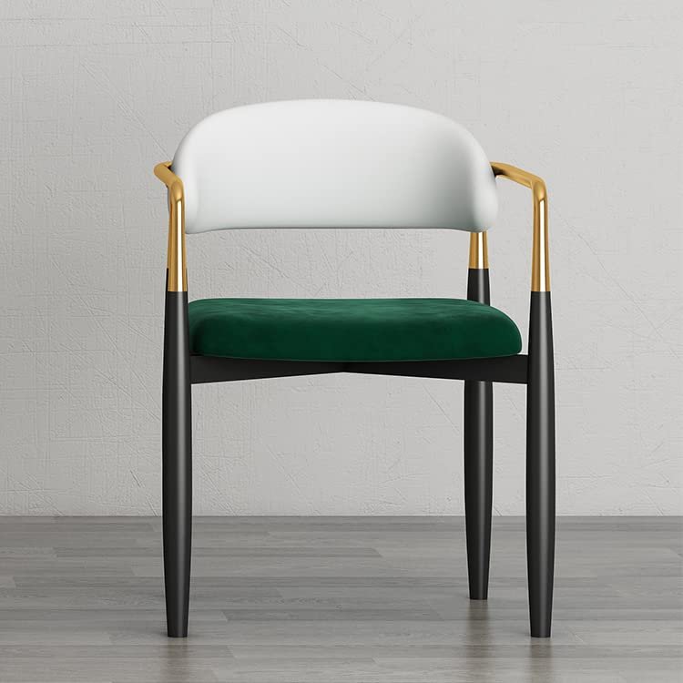 LITFAD Glam Metal Home Side Chair Open Back Dining Chair Modern Restaurant Chair Creative Makeup Chair - 1 Piece Green