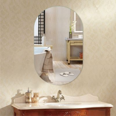 15.7"x23.6" Frameless Oval Wall Mirror, Large Decorative Mirror for Bathroom, Polished Edge, Modern Style Vanity Mirror, Horizontal/Vertical Hanging (Size : 50x80cm/19.7x31.5in)