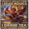 Licpact Funny Dragon Book Metal Tin Sign Read Books and Drink Tea Poster decor Book Lover Book Worm Gift Book poster Study home decor 16x12 Inch view 1