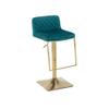 Kitchen High Stool Bar Stools Swivel Barstool Chairs with Back, Modern Pub Kitchen Counter Height, Velvet, Swivel Height Adjustable with Footrest Brushed Gold Metal Frame (Color : Teal) view 1
