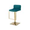 Kitchen High Stool Bar Stools Swivel Barstool Chairs with Back, Modern Pub Kitchen Counter Height, Velvet, Swivel Height Adjustable with Footrest Brushed Gold Metal Frame (Color : Teal) view 2