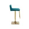 Kitchen High Stool Bar Stools Swivel Barstool Chairs with Back, Modern Pub Kitchen Counter Height, Velvet, Swivel Height Adjustable with Footrest Brushed Gold Metal Frame (Color : Teal) view 3