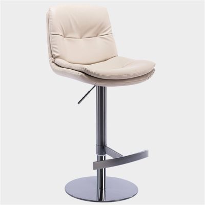 Adjustable Height Swivel Bar Chair with Back Counter Height Kitchen Island Barstools, Titanium Black Brushed Stainless Steel Nappa Leather with Heavy Base,for Bar, Coffee Shop, Living Room
