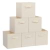 STORAGE MANIAC Storage Cubes, 11 Inch Collapsible Storage Bins with Handles, 6 Pack Fabric Foldable Bins for Organization, Durable Storage Bins for Closet, Shelves, Offices, Toys, Beige view 1