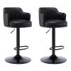 Adjustable Swivel Counter Height Bar Stools Set of 2 with Back Kitchen Island Counter Bar Chair, Nappa Leather Round Black Metal Frame Upholstered Seat, for Kitchen, Bistro, Pub, Coffee Shop view 1