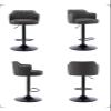 Adjustable Swivel Counter Height Bar Stools Set of 2 with Back Kitchen Island Counter Bar Chair, Nappa Leather Round Black Metal Frame Upholstered Seat, for Kitchen, Bistro, Pub, Coffee Shop view 3