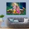TUMOVO Wall Art for Living Room India Religious Culture Paintings on Canvas Radha Krishna Pictures Modern Artwork Home Decor 3 Pieces Posters Prints Framed Stretched Ready to Hang, 42" Wx28 H view 2