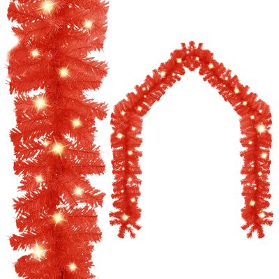 Gecheer Christmas Garland, Red PVC 65.6 Feet LED Lights, Synthetic Plastic, for Indoor Living Room Decor