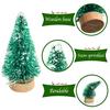 72Pcs Frosted Christmas Trees Artificial Sisal Tree with Wood Tree Base Home Decor for Party Green view 3