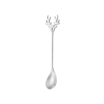 Bycuss Personalized Christmas Deer Coffee Spoons,Custom Name Xmas Theme Dessert Spoon,Tiny Tea SpoonsStainless Steel Stirring Spoon,Dessert Spoon Party Table Decorations