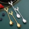 Bycuss Personalized Christmas Deer Coffee Spoons,Custom Name Xmas Theme Dessert Spoon,Tiny Tea SpoonsStainless Steel Stirring Spoon,Dessert Spoon Party Table Decorations view 2