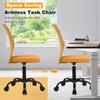BLKMTY Home Office Chair, No Arms Small Desk Chairs, Mid Back Mesh Basic Computer Chairs Height Adjustable Small Swivel Office Chair No Armrest Rolling Swivel for Students, Orange view 4