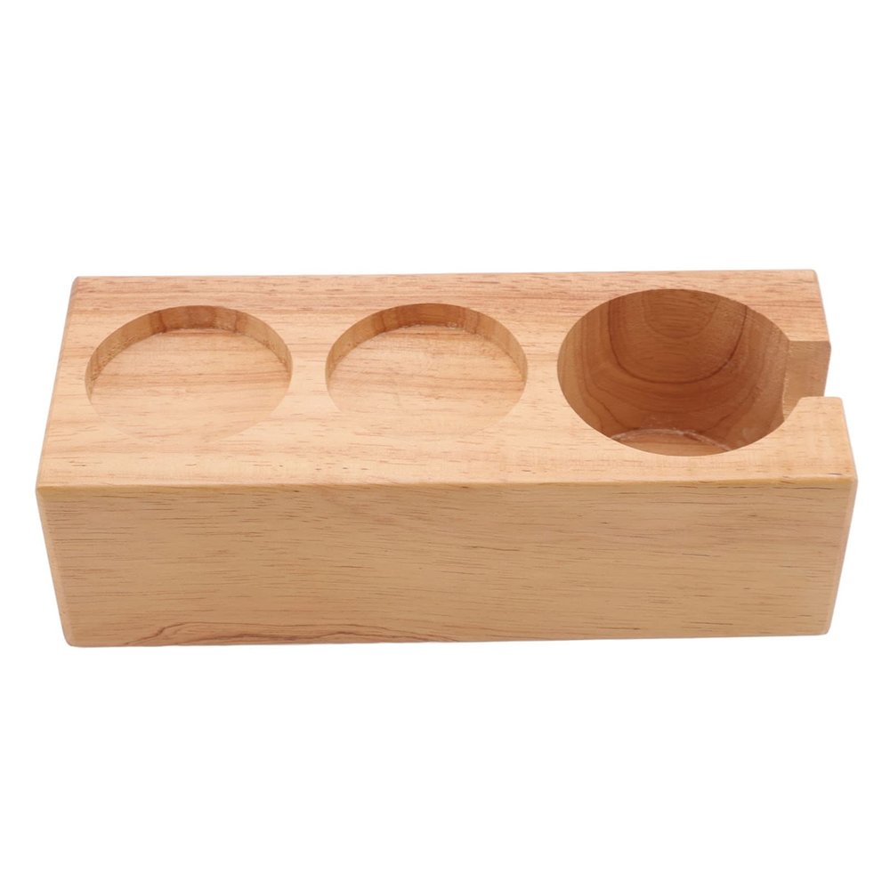 58/51mm,53/54mm Coffee Tamper Stand Wood Material Three Hole Design,Espresso Tamper Stand Stable Base Coffee Tamper Base for Home Cafe(Original wood color)