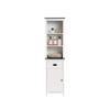 LuxenHome Freestanding Storage Cabinet, Bathroom Tall Cabinet with Doors and Shelves, Free Standing Linen Tower, Home Storage Furniture,White view 1