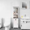 LuxenHome Freestanding Storage Cabinet, Bathroom Tall Cabinet with Doors and Shelves, Free Standing Linen Tower, Home Storage Furniture,White view 2