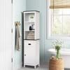 LuxenHome Freestanding Storage Cabinet, Bathroom Tall Cabinet with Doors and Shelves, Free Standing Linen Tower, Home Storage Furniture,White view 4