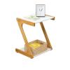 GRFIT Mobile Side Table Creative Coffee Table 2 Tier Side Table Wooden Small Coffee Table Suitable for Bedroom, Living Room, Office Sofa End Table view 1