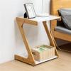 GRFIT Mobile Side Table Creative Coffee Table 2 Tier Side Table Wooden Small Coffee Table Suitable for Bedroom, Living Room, Office Sofa End Table view 2