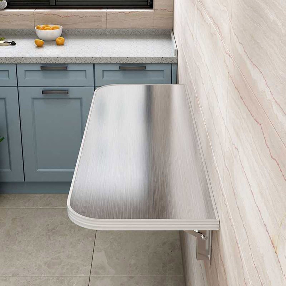 304 Stainless Steel Wall Mounted Folding Table Desk Heavy Duty Workbench Fold Down Table Wall Mounted Dining Table Space Saving Storage Shelf For Office Home Kitchen Restaurant ( Size : 27.5inch lengt