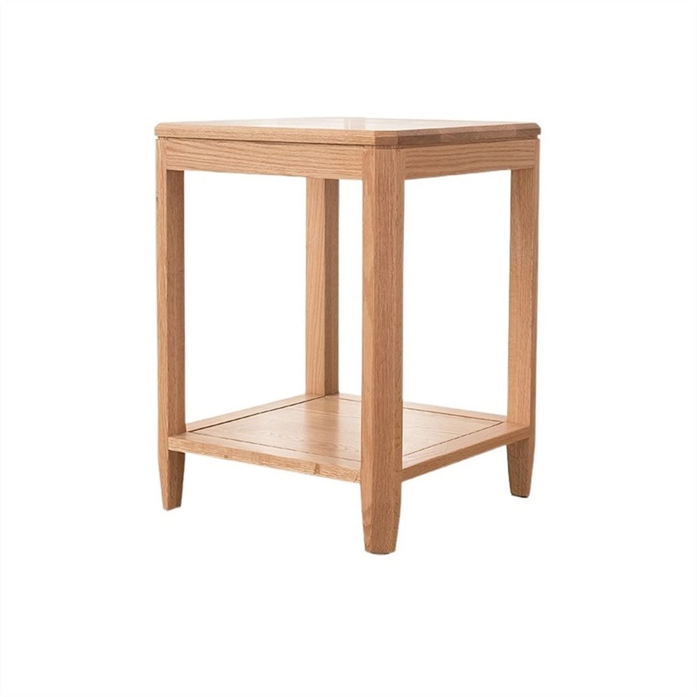 GRFIT Mobile Side Table Square Small Coffee Table 2-Layer Home Side Table Modern Minimalist Small Apartment Balcony Small Table Wooden Shelf Sofa End Table
