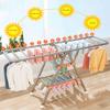 Clothes Drying Rack,3-Level Folding Drying Rack,Stainless Steel Laundry Rackwith Wheels,27Rails & 12 Clips,Indoor/Outdoor Portable Dryer for Clothes Shoes Towels view 2