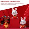 2pcs Rabbit Doll Ornament Rabbit Action Figure 2023 Year of The Rabbit Statue Desk Rabbit Statue Home Ornament Head Shaking Toy Rabbit Figure Ornament Fairy Desktop Top Hat Resin view 4