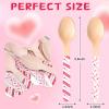 Eaasty 100 Pcs Valentine's Day Wooden Hot Chocolate Spoons Hot Cocoa Marshmallow Romantic Wooden Bar Stirring Spoons Valentine's Day Heart Pattern for Cocoa Bombs Candy Baking (Romantic) view 2