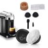 2PCSCoffee Capsule Refill , Aluminum Foil Seals Kit for coffee Capsules VertuoLine with 20Pcs Aluminum Foil sealing Lid , Coffee Powder Refill Holder , Spoon , Brush , pods holder hine refillable c view 1