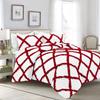 5PC Two-Tone Diamond Ruffles Duvet/Comforter Cover Set, 100% Egyptian Cotton & 400 Thread Count Set, Luxury & Stylish Dual-Color Quilt Covers - Burgundy/White Solid, King Size. view 1