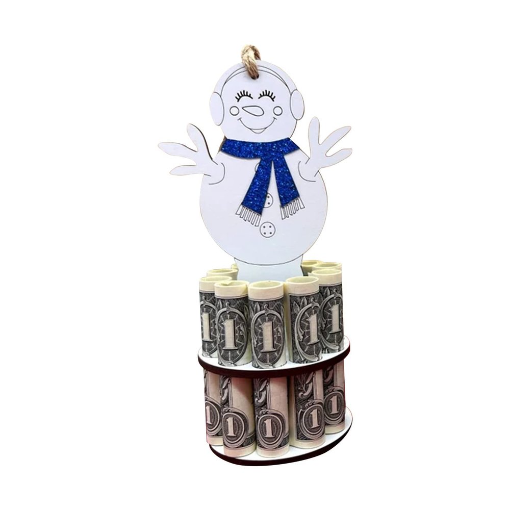 Christmas Unique Money Holder, Handmade Wooden Christmas Tree Money Holder, Creative Money Holder for Cash Gift, Double Layer Cash Holders with 10 Holes for Placing Money