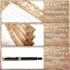Wood Grain Wedding Guest Book with Pen for Wedding Decor Birthday Rustic Leaves Visitors Book for Anniversary Funeral White Leaves Bridal Shower Wood Grain Guestbook Signing Rustic Decor view 2