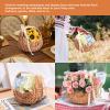 2Pcs Flower Girl Baskets w/Handle and Ribbon Bow,Handwoven Flower Baskets, Flower Basket Woven Rattan Basket, Half Moon Willow Flower Arrangement Basket view 2