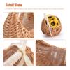 2Pcs Flower Girl Baskets w/Handle and Ribbon Bow,Handwoven Flower Baskets, Flower Basket Woven Rattan Basket, Half Moon Willow Flower Arrangement Basket view 3