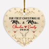 1st Xmas As Mr & Mrs Ornament Gift, Personalized Date & Names Mr & Mrs Deer Ornament Christmas 2026 Gift for Couple Deer Newlywed Married Wedding, Custom Our First Christmas As Mr & Mrs Deer Ornament view 1