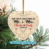 1st Xmas As Mr & Mrs Ornament Gift, Personalized Date & Names Mr & Mrs Deer Ornament Christmas 2026 Gift for Couple Deer Newlywed Married Wedding, Custom Our First Christmas As Mr & Mrs Deer Ornament view 2